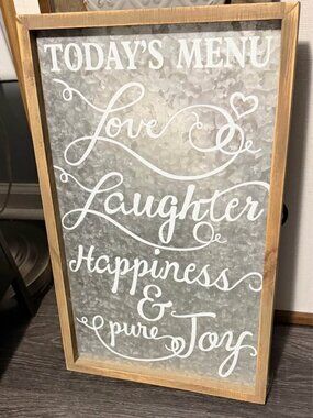 Farmhouse “Today’s Menu” Wall Sign – Rustic Kitchen Decor (Galvanized Style)